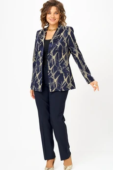 Костюм брючный 412+596 синий+золото БелЭльСтиль