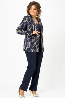 Костюм брючный 412+596 синий+золото БелЭльСтиль