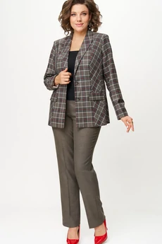 Костюм брючный 412+609 клетка+красный БелЭльСтиль