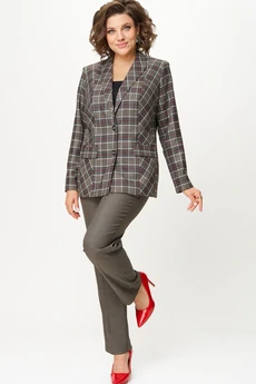 Костюм брючный 412+609 клетка+красный БелЭльСтиль