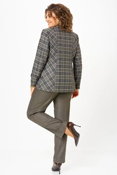 Костюм брючный 412+609 клетка+коричневый БелЭльСтиль