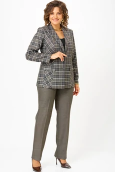 Костюм брючный 412+609 клетка+коричневый БелЭльСтиль