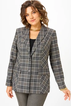 Костюм брючный 412+609 клетка+коричневый БелЭльСтиль