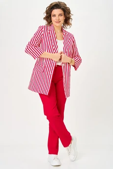 Костюм брючный 762+609 красный+полоска БелЭльСтиль