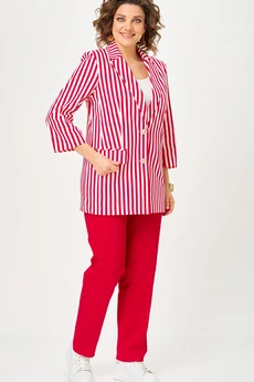 Костюм брючный 762+609 красный+полоска БелЭльСтиль