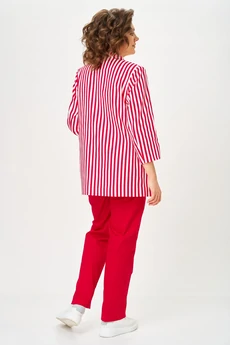 Костюм брючный 762+609 красный+полоска БелЭльСтиль