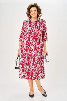 Платье 811 красные цветы БелЭльСтиль
