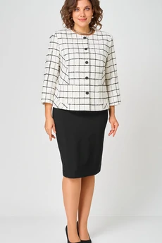 Костюм с юбкой 861+557 бело-черный БелЭльСтиль