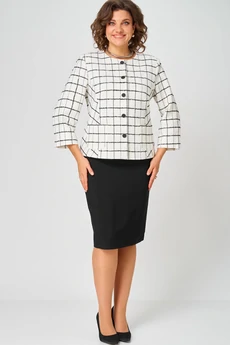 Костюм с юбкой 861+557 бело-черный БелЭльСтиль