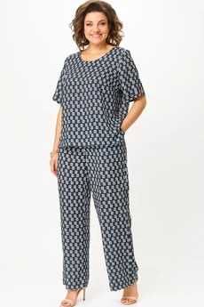 Костюм брючный 875+605 сине-белый БелЭльСтиль