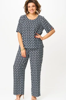 Костюм брючный 875+605 сине-белый БелЭльСтиль