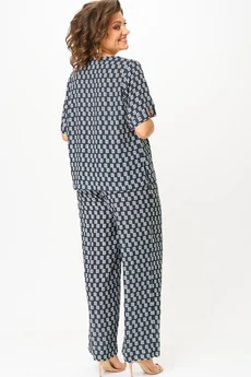 Костюм брючный 875+605 сине-белый БелЭльСтиль