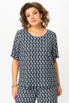 Костюм брючный 875+605 сине-белый БелЭльСтиль