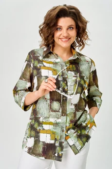 Блузка 877 зеленый дизайн БелЭльСтиль