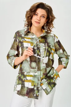 Блузка 877 зеленый дизайн БелЭльСтиль