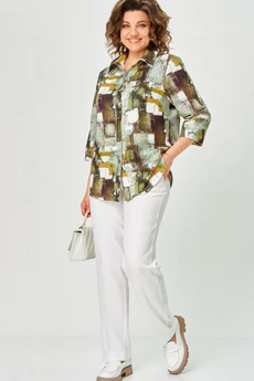 Блузка 877 зеленый дизайн БелЭльСтиль