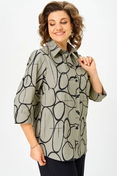 Блузка 877 олива-черный БелЭльСтиль