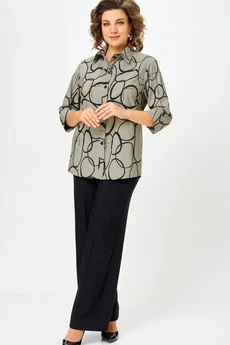 Блузка 877 олива-черный БелЭльСтиль