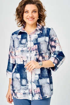 Блузка 877 синий дизайн БелЭльСтиль