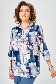 Блузка 877 синий дизайн БелЭльСтиль