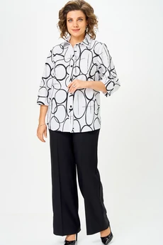 Костюм брючный 877+601 бело-черный БелЭльСтиль