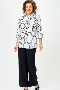 Костюм брючный 877+601 бело-черный БелЭльСтиль