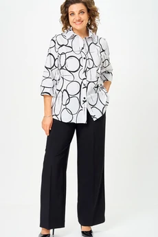 Костюм брючный 877+601 бело-черный БелЭльСтиль