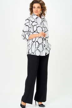 Костюм брючный 877+601 бело-черный БелЭльСтиль