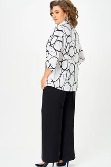 Костюм брючный 877+601 бело-черный БелЭльСтиль