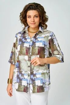 Блузка 881 голубой дизайн БелЭльСтиль