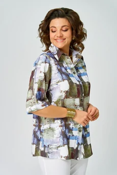 Блузка 881 голубой дизайн БелЭльСтиль