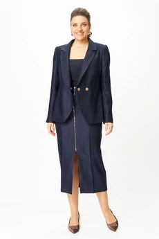 Костюм с юбкой 1016-3 синий Bonna Image