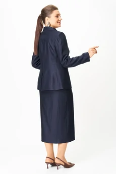 Костюм с юбкой 1016-3 синий Bonna Image