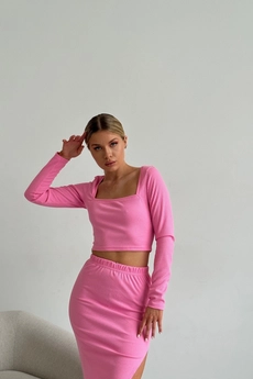Костюм с юбкой 1310 розовый Continental Fashion