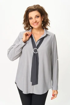 Блузка 4611 серая полоска Дали