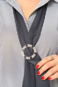 Блузка 4611 серая полоска Дали