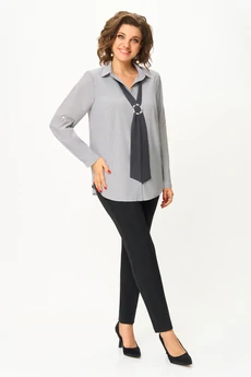 Блузка 4611 серая полоска Дали