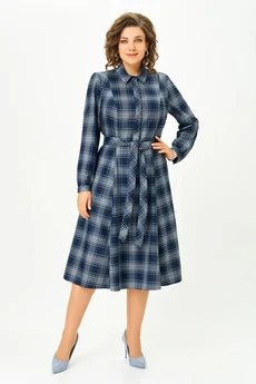 Платье 5520-1 синяя клетка Дали