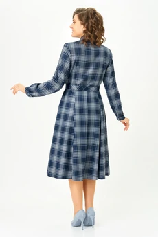 Платье 5520-1 синяя клетка Дали