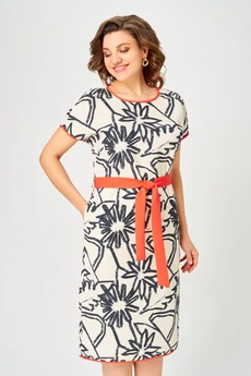 Платье 5696 бежевый+черный Дали