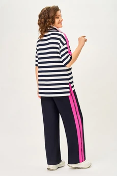 Костюм брючный 7042-2 синий с розовым Дали