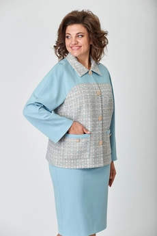 Костюм с юбкой 2141 голубой Danaida