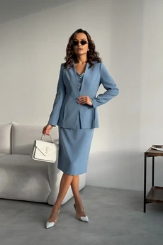 Костюм с платьем 2106-1 голубой DilanaVIP