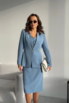 Костюм с платьем 2106-1 голубой DilanaVIP