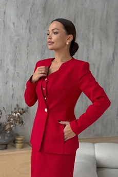 Костюм с платьем 2106 красный DilanaVIP