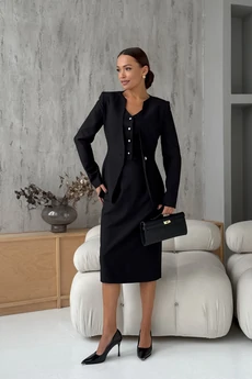 Костюм с платьем 2106 черный DilanaVIP