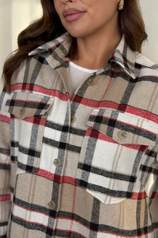 Рубашка 2127 бежевая клетка DilanaVIP