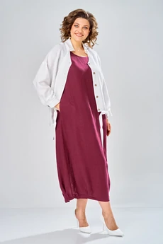 Костюм с платьем 2036 бордо Diamant