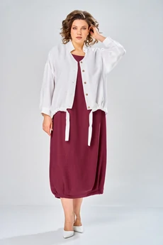 Костюм с платьем 2036 бордо Diamant