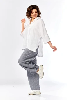 Костюм брючный 2157 джинс+белый Diamant